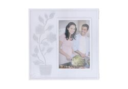 Cornice portafoto 10x15cm con pianta fiorita LED Bianco